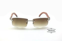 Cartier Wooden Diamond Rimless Sunglasses CT3524012