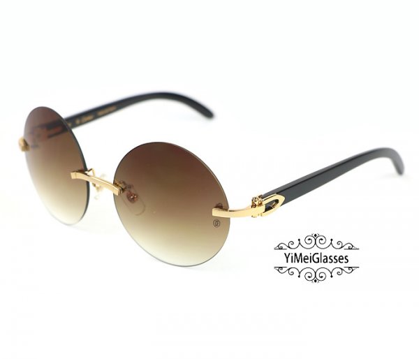 Cartier Horn Circle Lens Retro Sunglasses CT3524012