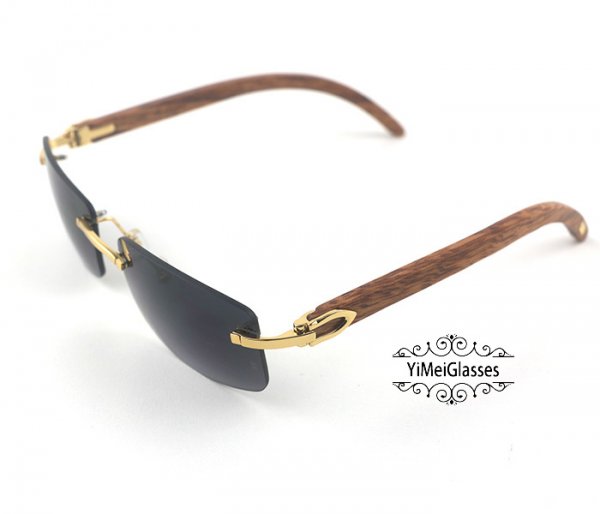 Cartier Wooden Classic Rimless Sunglasses CT3524012