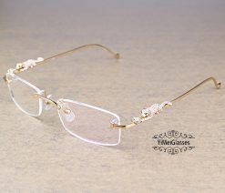 Cartier PANTHÈRE Diamond Metal Rimless EyeGlasses CT6384083
