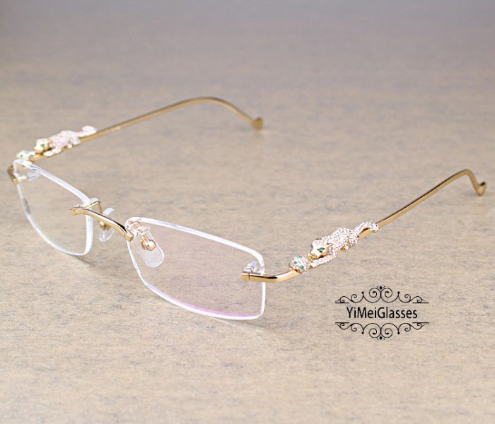 Cartier PanthÈre Diamond Metal Rimless Eyeglasses Ct6384083 Yimeiglasses