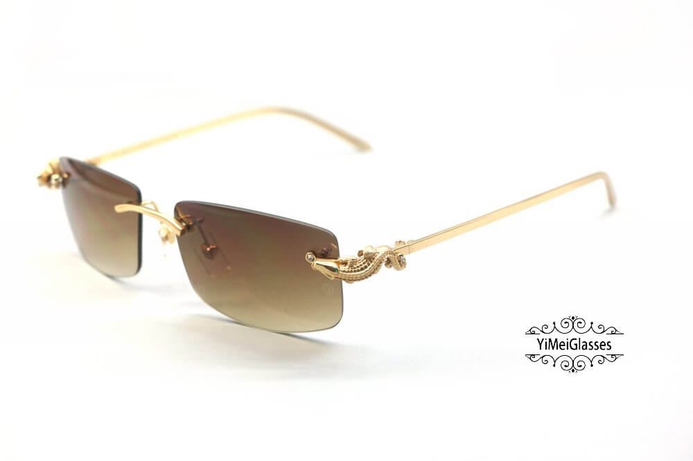Cartier Crocodile Decor Rimless Sunglasses CT6438289