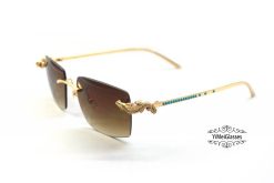 Cartier Crocodile Decor Diamond&Gem Big Lens Rimless Sunglasses CT6438289