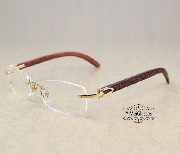 Cartier Eyeglasses Classic Carving  RoseWood Rimless CT3524013