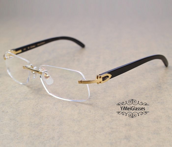 Cartier EyeGlasses Buffalo Horn Rimless Metal-Yimeiglasses