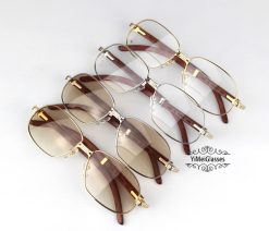 Cartier Classic Wooden GOLD Plated Full Frame Eyeglasses&Sunglasses CT104836