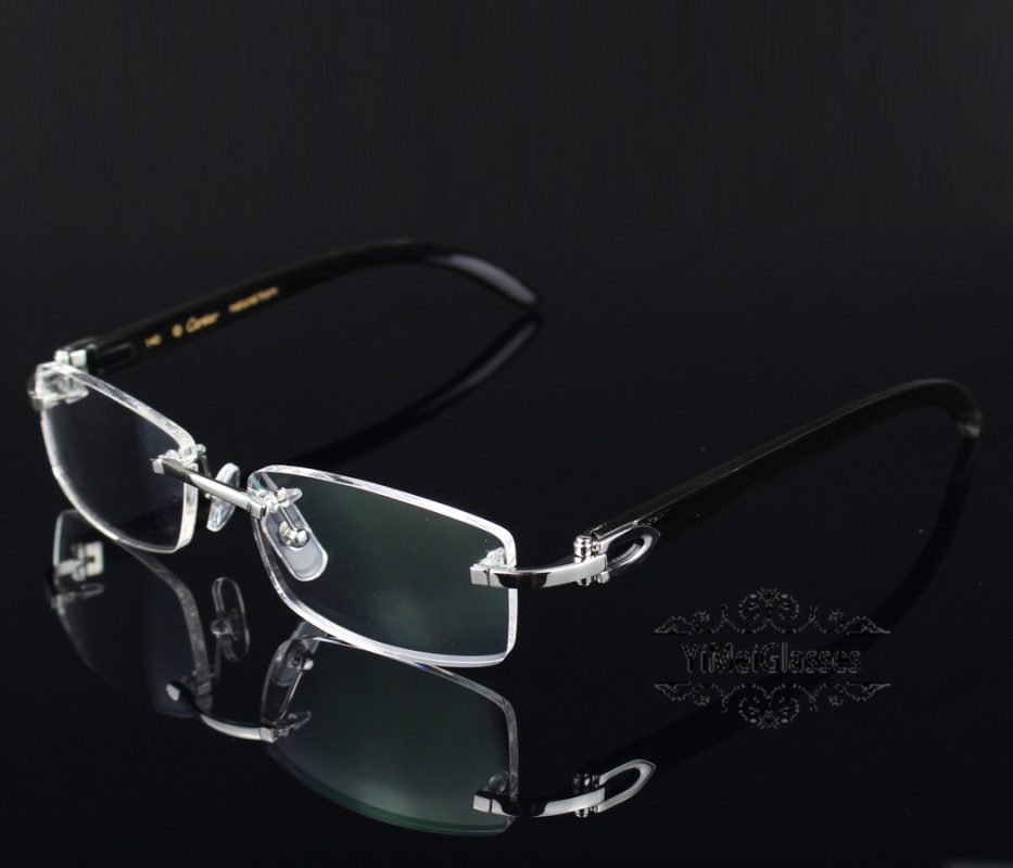 Cartier Eyeglasses Wooden Horn Platinum plating Rimless CT3524012 ...