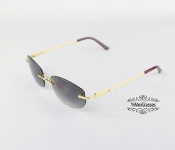 Cartier Logo Decor Diamond Metal Rimless Sunglasses CT7850330