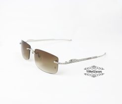 Cartier PANTHèRE Metal Diamond Rimless Sunglasses CT1180146