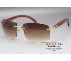 Cartier Wooden Big Lenses Sunglasses Classic Rimless CT3524012