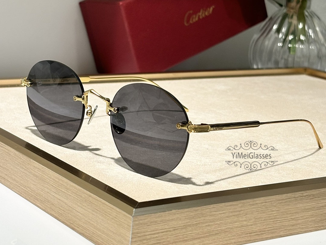 Cartier vintage Ultra-light Titanium Rimless Sunglasses CT0393s
