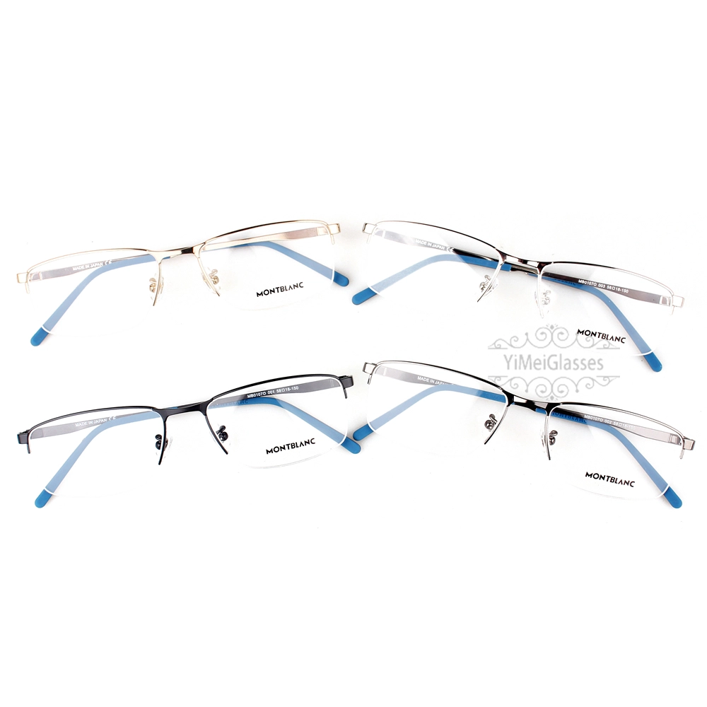 Montblanc Snowcap Emblem Acetate Metal Half Frame Eyeglasses MB0107 (1)