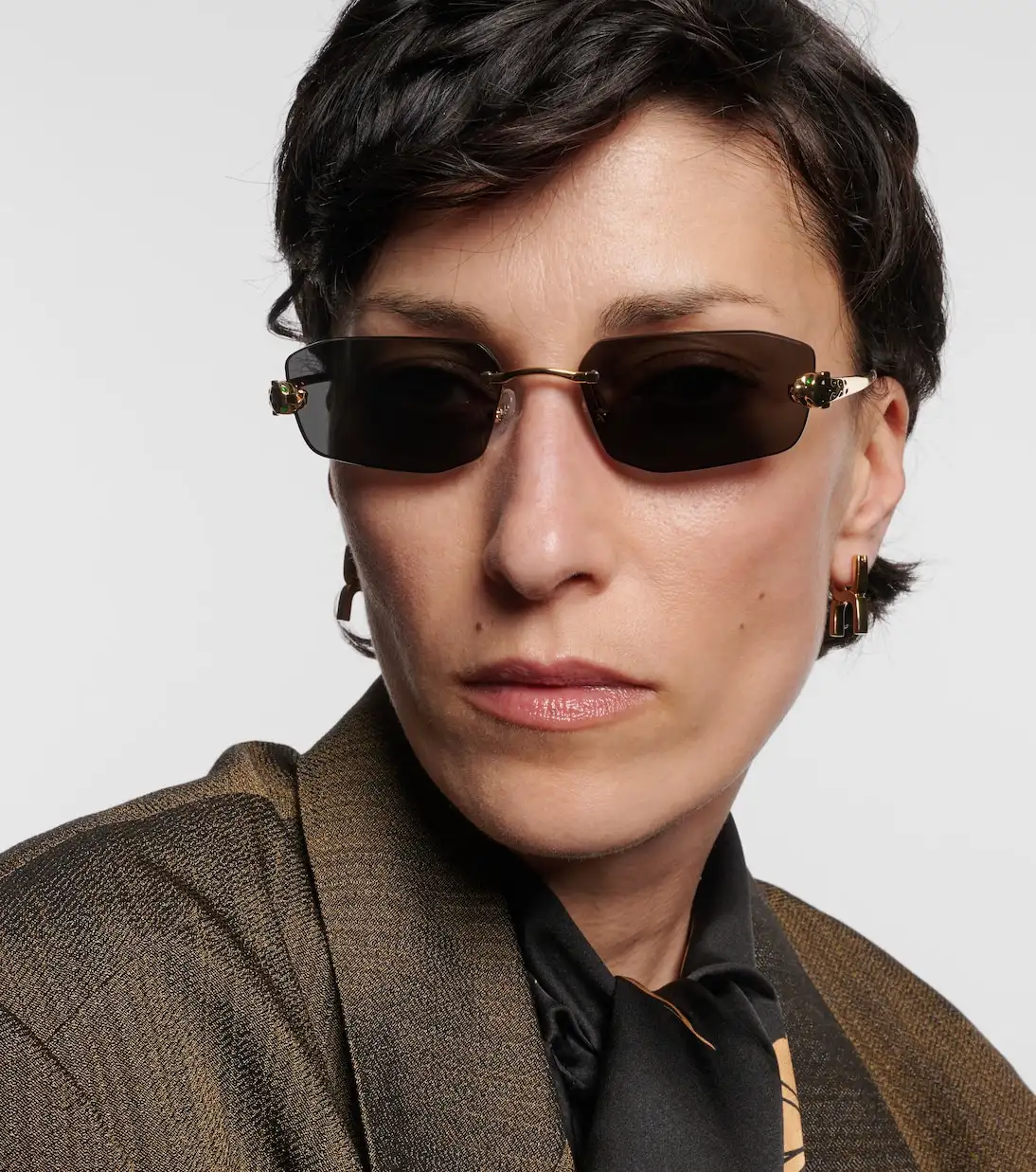 Cartier PANTHèRE Inlaid Gemstones Rimless Sunglasses CT0474s (1)