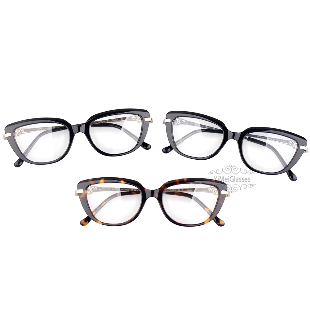 Cartier PANTHèRE Cateye Design Acetate Titanium Rimless Eyeglasses CT0282O (1)