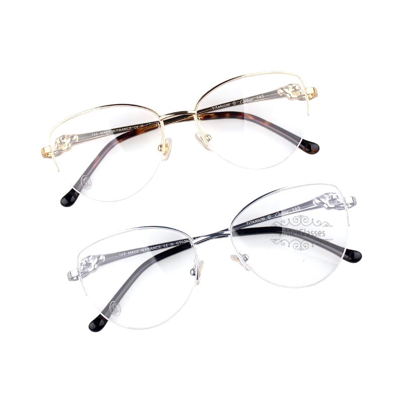 Cartier PANTHèRE Cateye Design Titanium Half Frame Eyeglasses CT0280 (1)