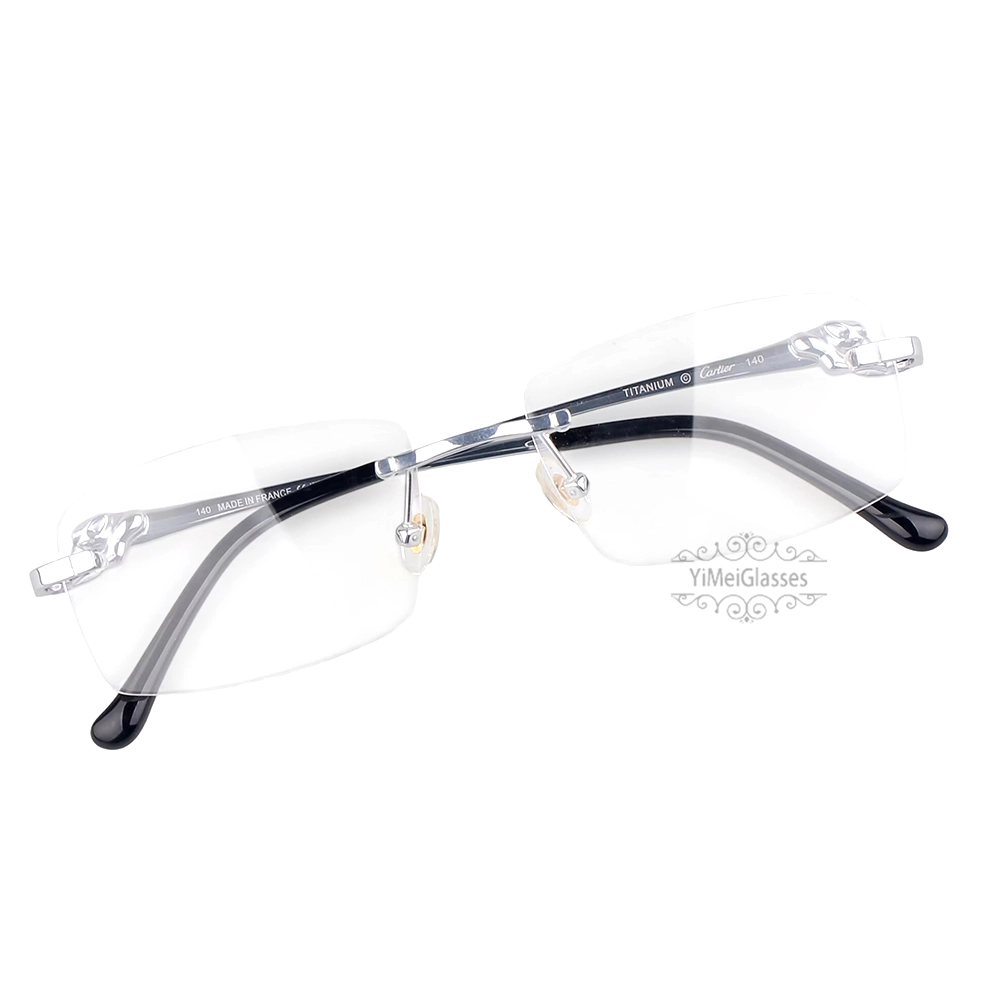 Cartier PANTHèRE Cateye Design Titanium Rimless Eyeglasses CT0281O (10)