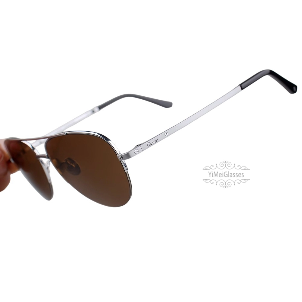 Cartier Santos De Titanium Pilot Double Bridge Half Frame Sunglasses CT0256O (10)