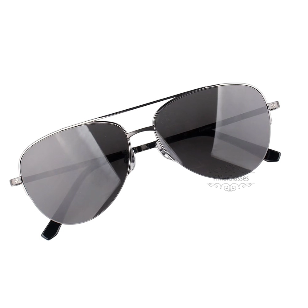 Cartier Santos De Titanium Pilot Double Bridge Half Frame Sunglasses CT0256O (11)