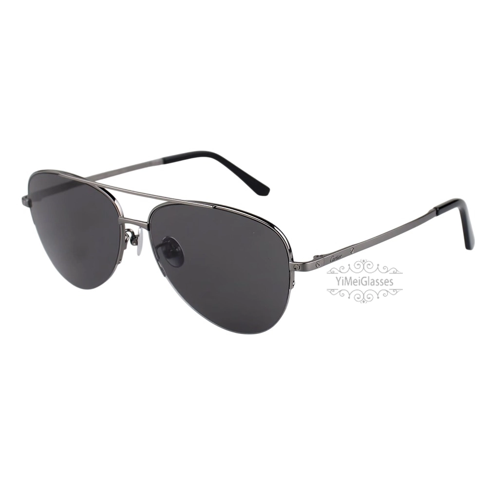 Cartier Santos De Titanium Pilot Double Bridge Half Frame Sunglasses CT0256O (12)