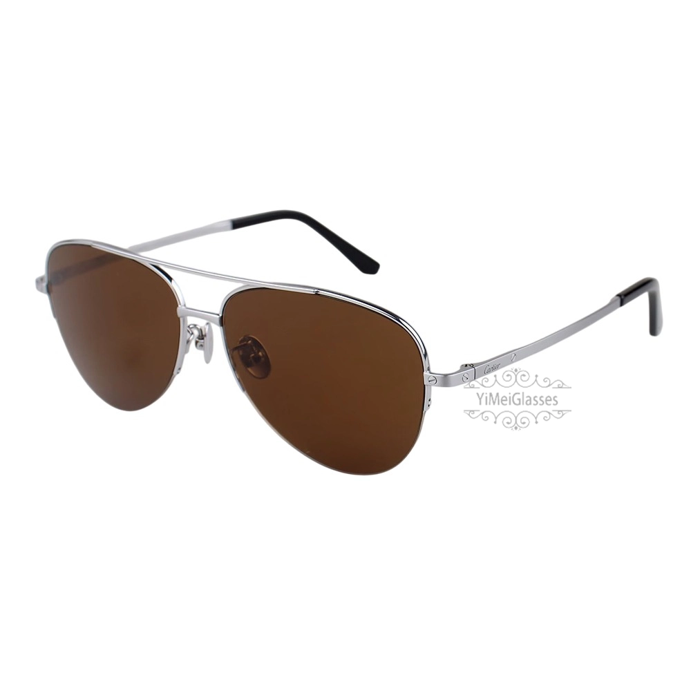 Cartier Santos De Titanium Pilot Double Bridge Half Frame Sunglasses CT0256O (9)