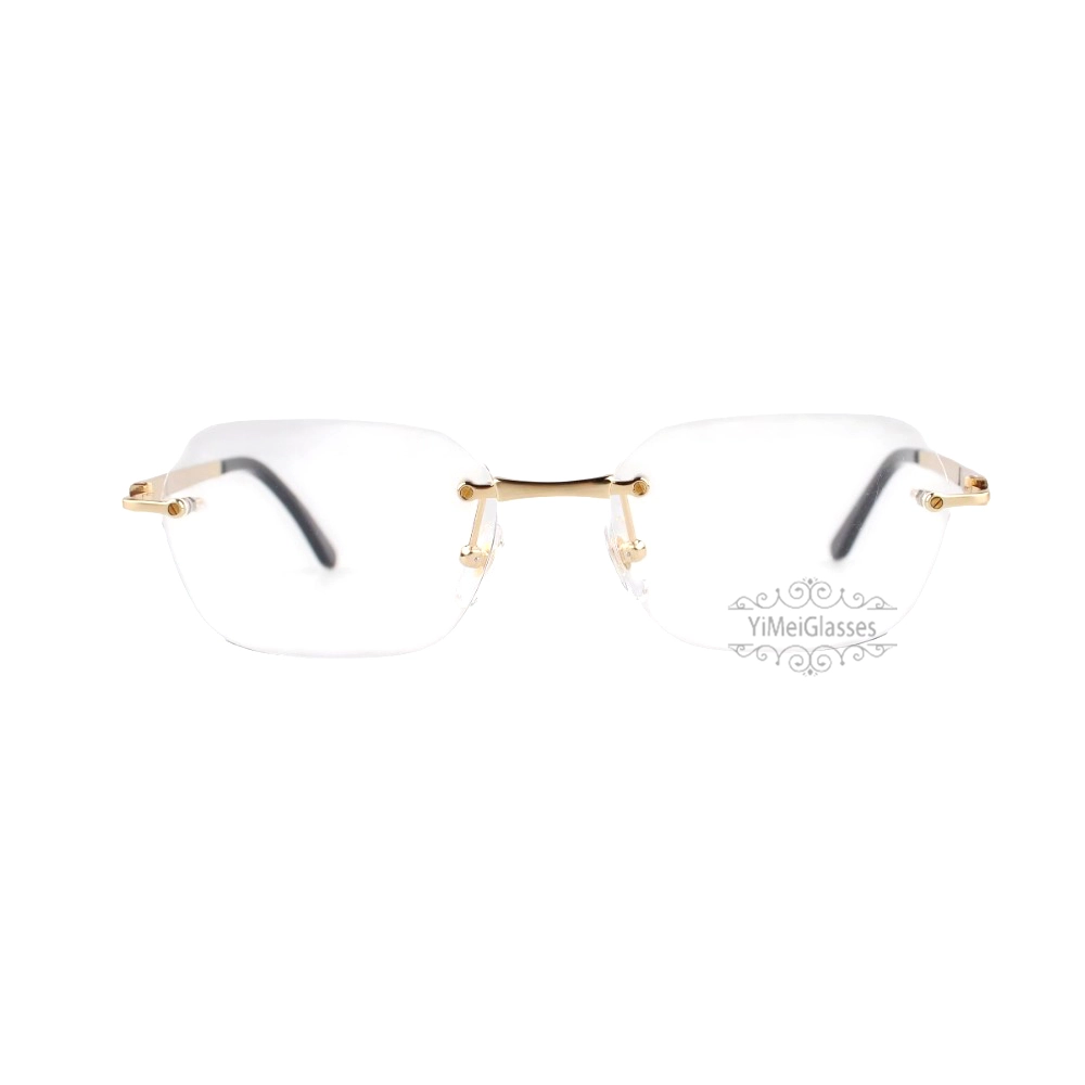Cartier Santos De Wide Rectangle Titanium Rimless Eyeglasses CT0407O (10)