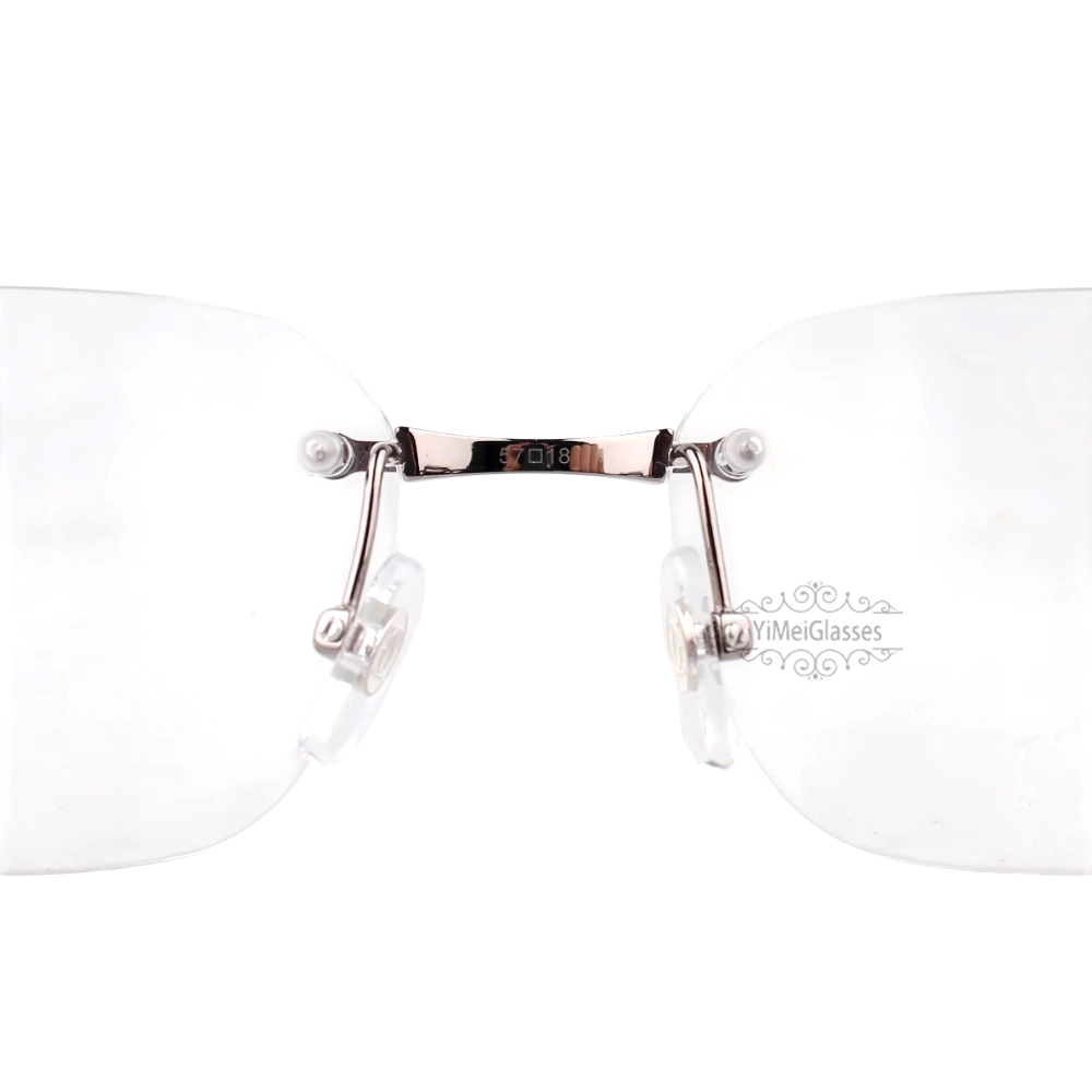 Cartier Santos De Wide Rectangle Titanium Rimless Eyeglasses CT0407O (2)