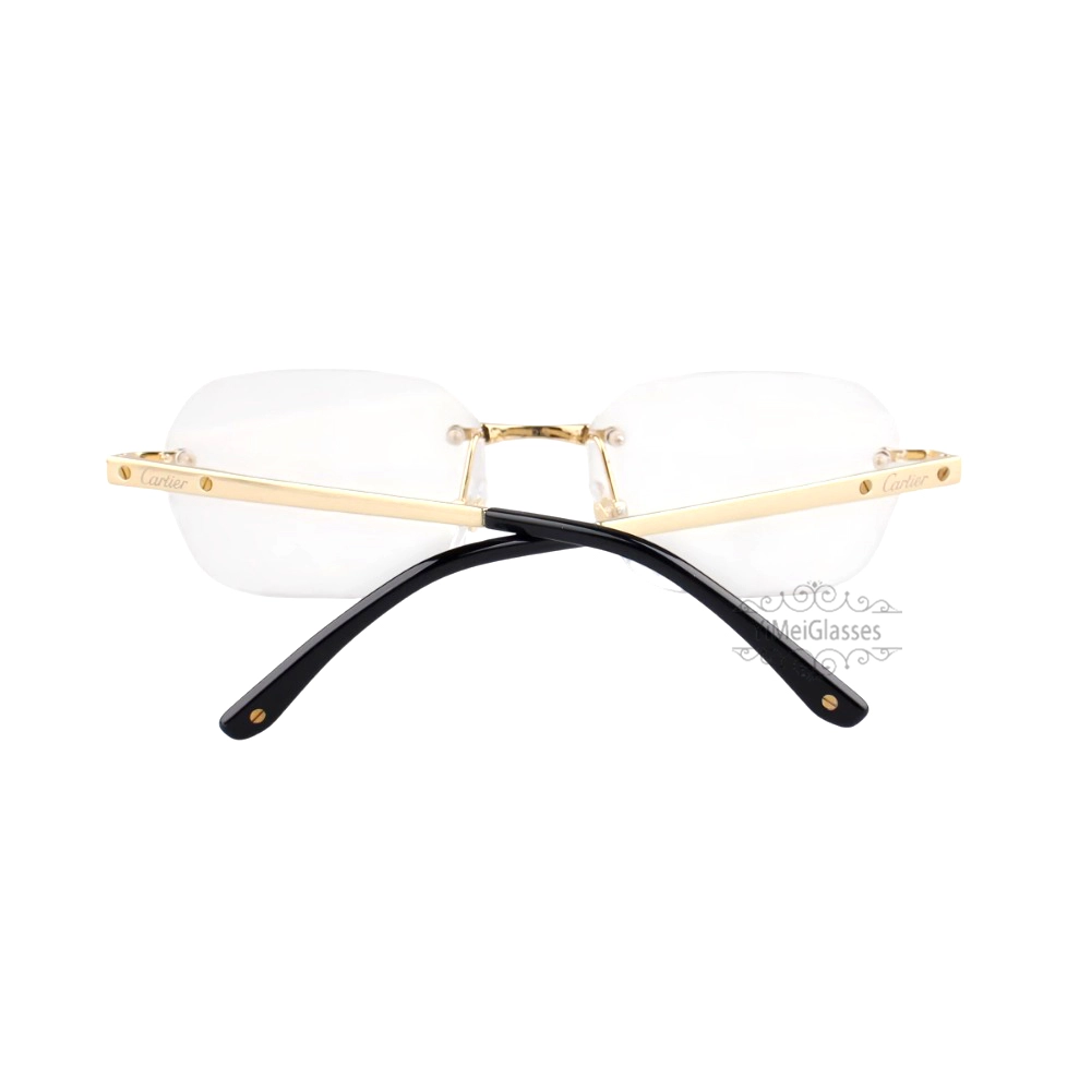 Cartier Santos De Wide Rectangle Titanium Rimless Eyeglasses CT0407O (7)