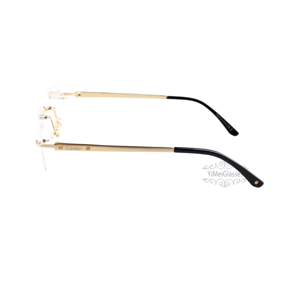 Cartier Santos De Wide Rectangle Titanium Rimless Eyeglasses CT0407O (8)
