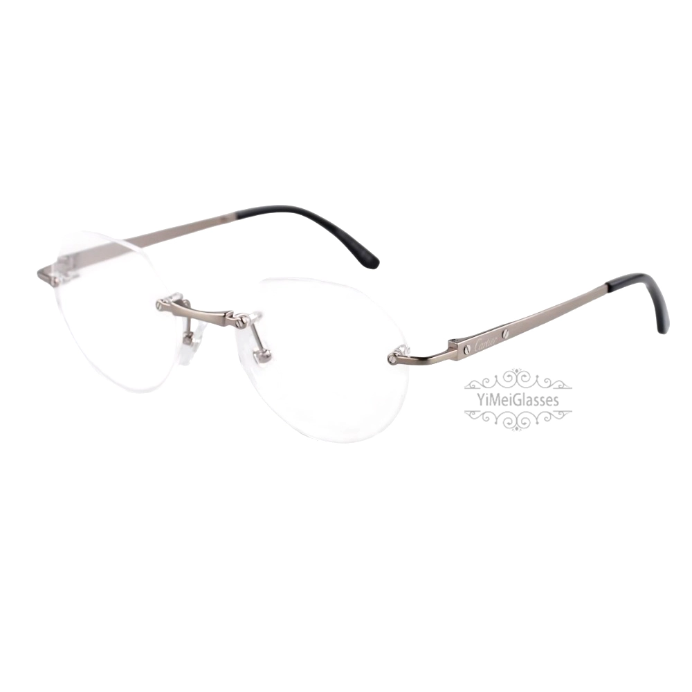 Cartier Santos De Wide Rectangle Titanium Rimless Eyeglasses CT0408O (3)