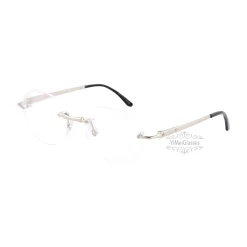Cartier Santos De Wide Rectangle Titanium Rimless Eyeglasses CT0408O (5)