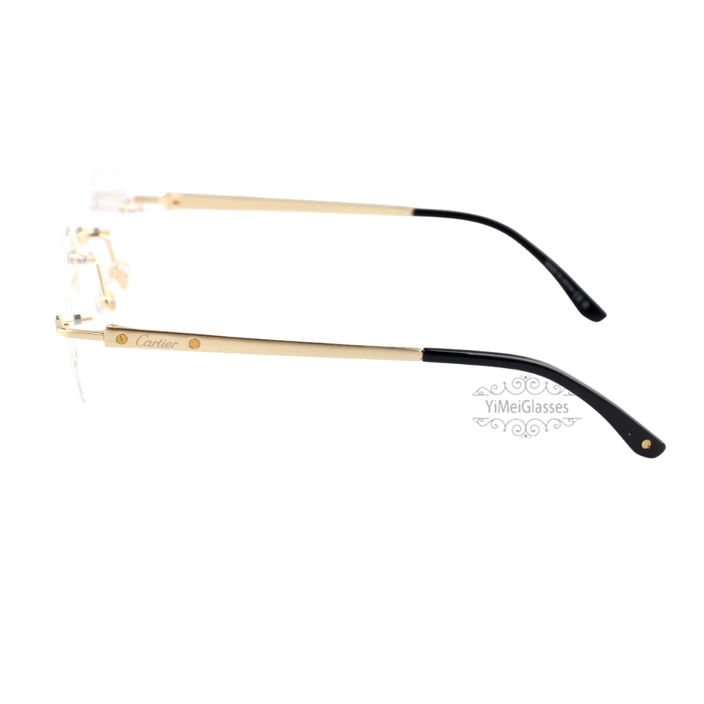 Cartier Santos De Wide Rectangle Titanium Rimless Eyeglasses CT0408O (9)