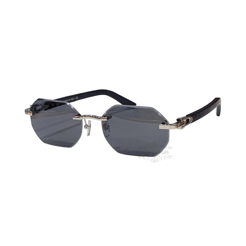 Cartier C Decor Cut Lenses Wooden Rimless Sunglasses CT0439S (4)