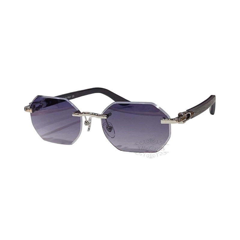 Cartier C Decor Cut Lenses Wooden Rimless Sunglasses CT0439S (5)