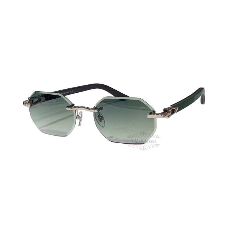 Cartier C Decor Cut Lenses Wooden Rimless Sunglasses CT0439S (9)