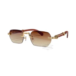 Cartier Première De Wooden Rimless Sunglasses CT0362s (1)